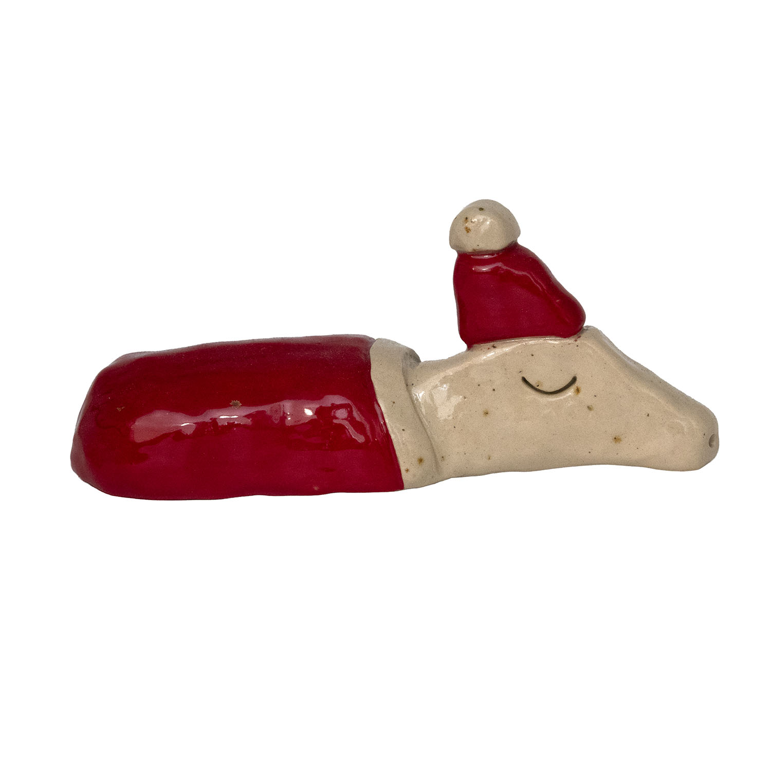 Vilodjur (nummer 14) "Kolla mamma, jag är ett julpynt" – vilande skulptur i Lera.